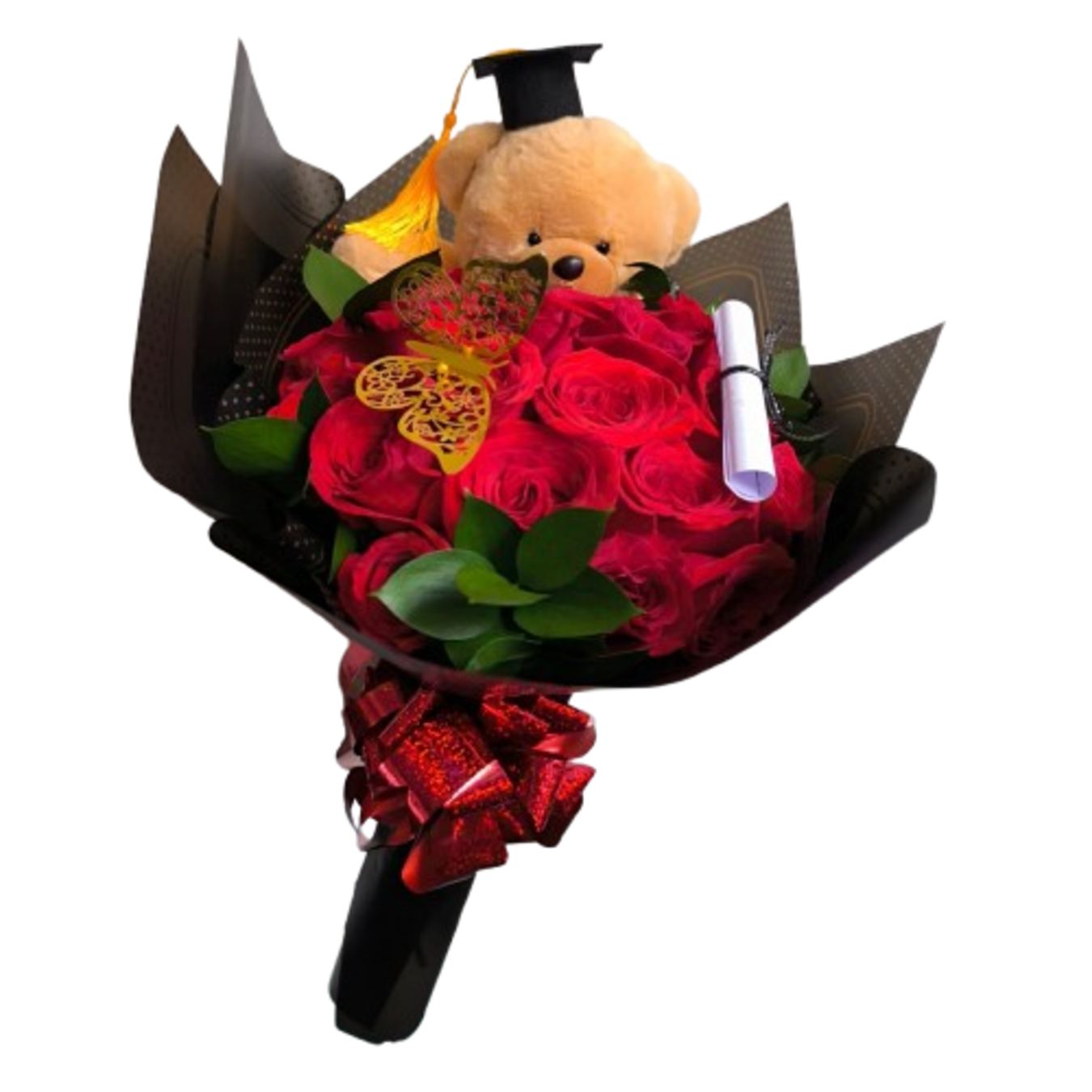 67 24 rosas rojas con peluche Dulce Logro - Imagen de 1