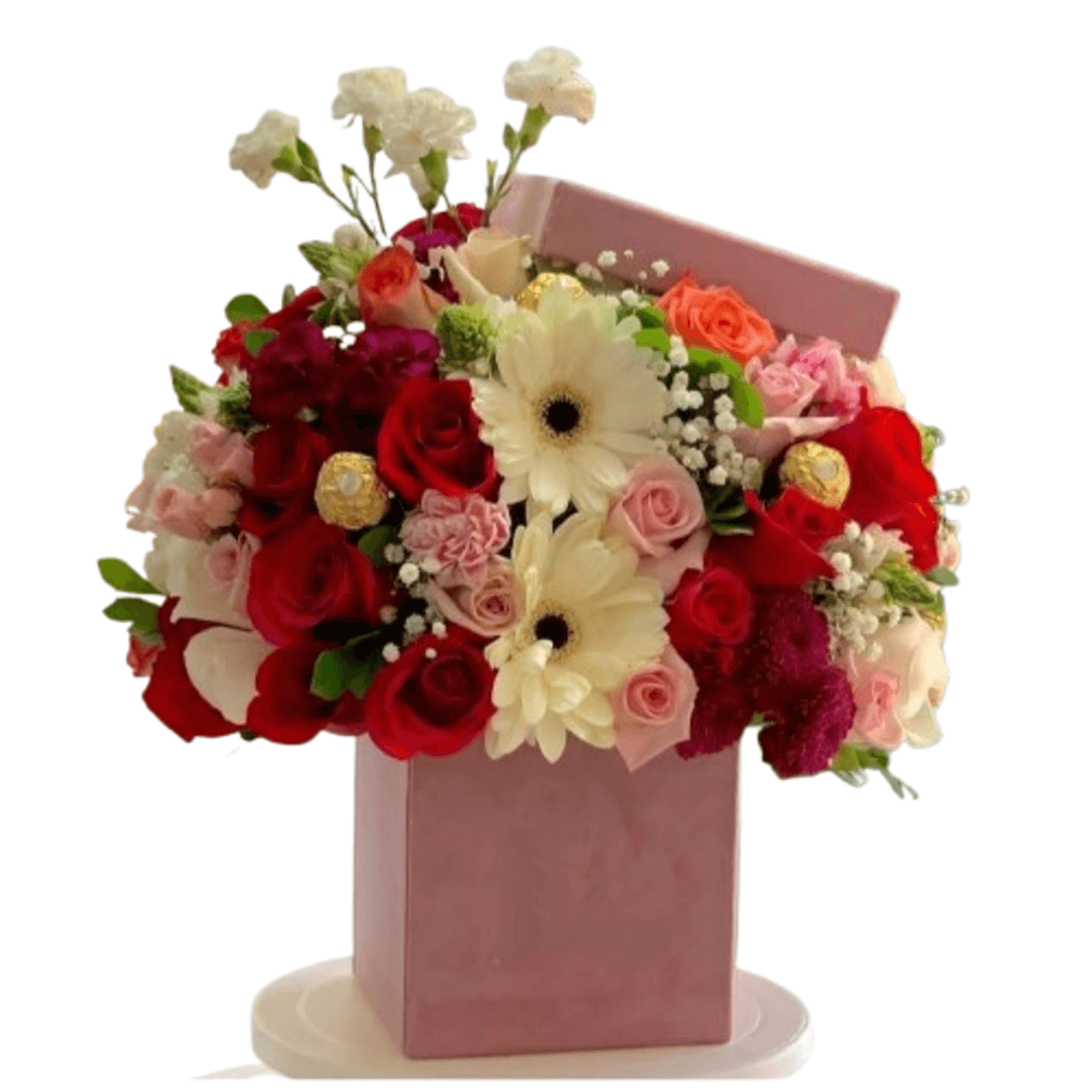 Caja-Ideal.png Rosas claveles y gerberas Caja Ideal - Imagen de 1