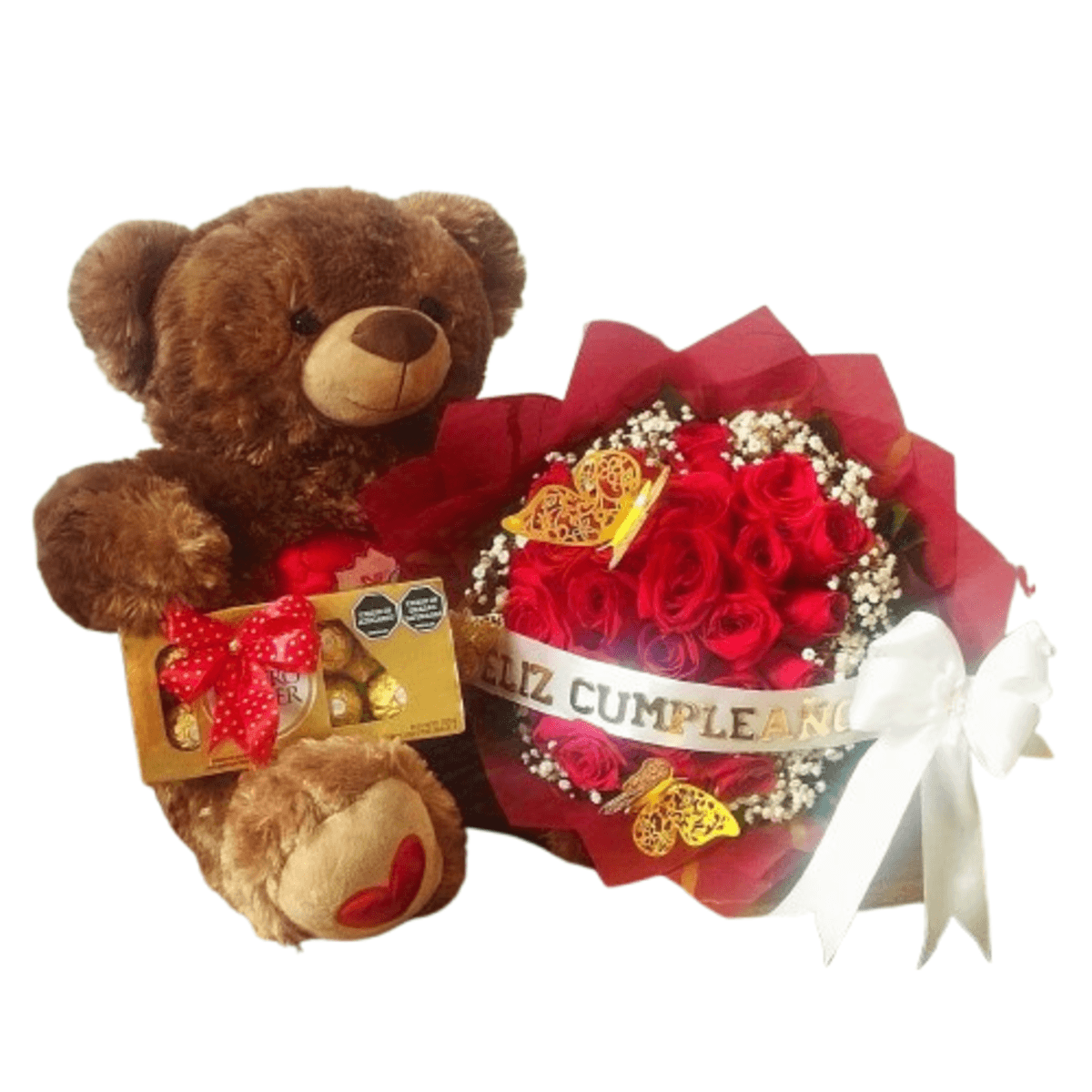 Oso-Miel.png Ramillete rosas rojas chocolates Oso Miel - Imagen de 1