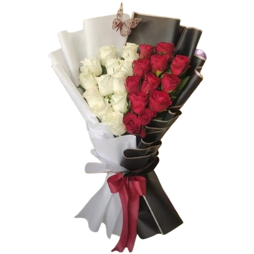 Rosas blancas y rojas Yin Yang Rose Bouquet
