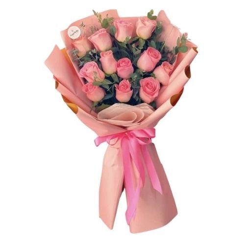 Ramo de12 Rosas Rosadas Clásico